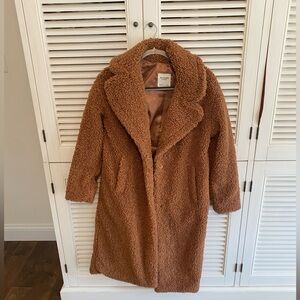 Abercrombie & Fitch Teddy Faux-Sherpa Coat - Chestnut Brown